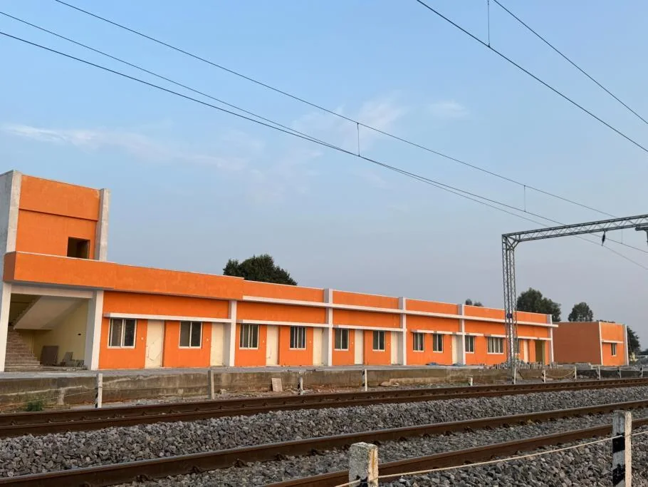 Railway station building built for K-RIDE at Huskur